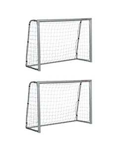 SPORTNOW 8ft x 5ft Football Goal, Set of 2 Football Net for Garden, Training Goal with Ground Stakes, Steel Frame