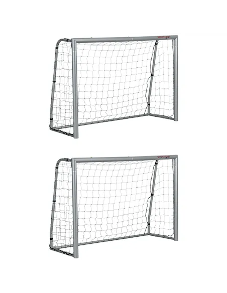 SPORTNOW 8ft x 5ft Football Goal, Set of 2 Football Net for Garden, Training Goal with Ground Stakes, Steel Frame