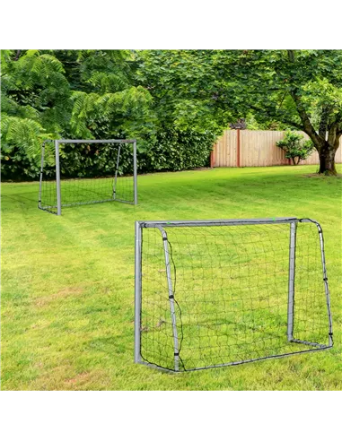 SPORTNOW 8ft x 5ft Football Goal, Set of 2 Football Net for Garden, Training Goal with Ground Stakes, Steel Frame