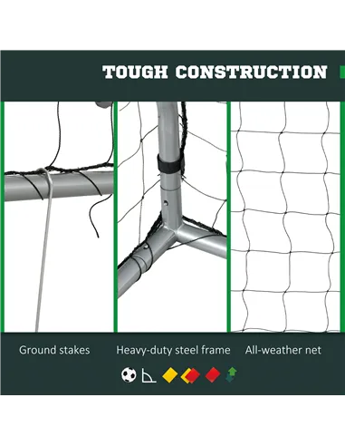 SPORTNOW 8ft x 5ft Football Goal, Set of 2 Football Net for Garden, Training Goal with Ground Stakes, Steel Frame