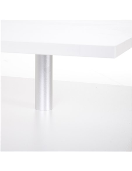 HOMCOM Coffee Table with Storage, 2-Tier Centre Table, Modern Living Room Table with Open Shelf and Aluminium Poles, White