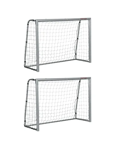 SPORTNOW 6ft x 4ft Football Goal, Set of 2 Football Net for Garden, Training Goal with Ground Stakes, Steel Frame