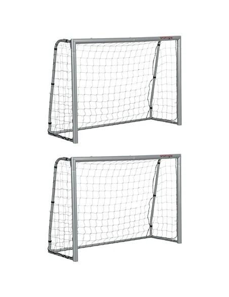 SPORTNOW 6ft x 4ft Football Goal, Set of 2 Football Net for Garden, Training Goal with Ground Stakes, Steel Frame