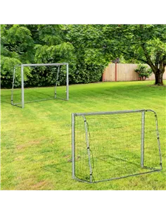 SPORTNOW 6ft x 4ft Football Goal, Set of 2 Football Net for Garden, Training Goal with Ground Stakes, Steel Frame 2
