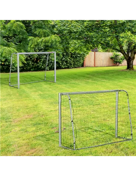 SPORTNOW 6ft x 4ft Football Goal, Set of 2 Football Net for Garden, Training Goal with Ground Stakes, Steel Frame