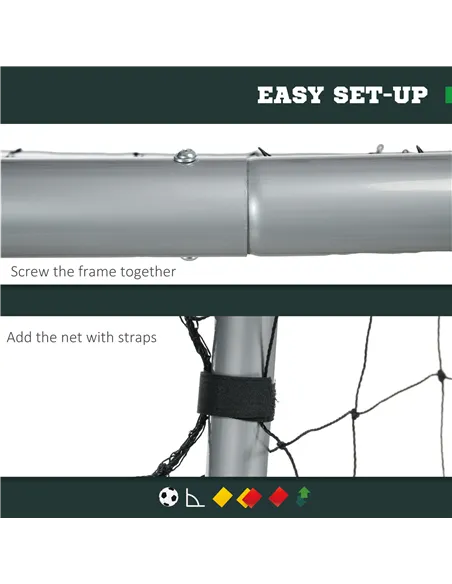 SPORTNOW 6ft x 4ft Football Goal, Set of 2 Football Net for Garden, Training Goal with Ground Stakes, Steel Frame