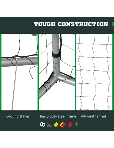 SPORTNOW 6ft x 4ft Football Goal, Set of 2 Football Net for Garden, Training Goal with Ground Stakes, Steel Frame