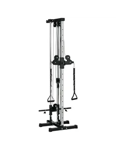 SPORTNOW Wall Mount Cable Machine, 15 Positions Adjustable Cable Crossover Machine Dual Pulley System for Home Gym