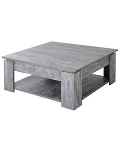 HOMCOM 2 Tier Wood Coffee Table Side Table Bottom Storage Shelf  Simple Modern Living Room Grey Wood Grain
