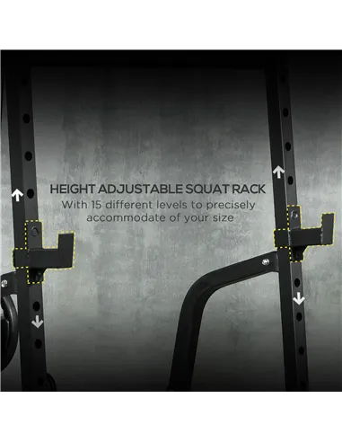 SPORTNOW Smith Machine & Cable Pulley System with Adjustable Weight Bench, Multifunction Home Gym Power Rack with Lat Pull Down 