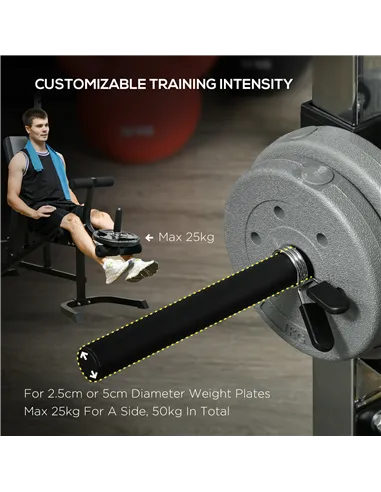 SPORTNOW Smith Machine & Cable Pulley System with Adjustable Weight Bench, Multifunction Home Gym Power Rack with Lat Pull Down 