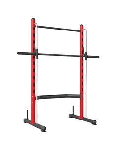 SPORTNOW Pull Up Station, Power Cage with Adjustable Seat, for Home Gym - Red