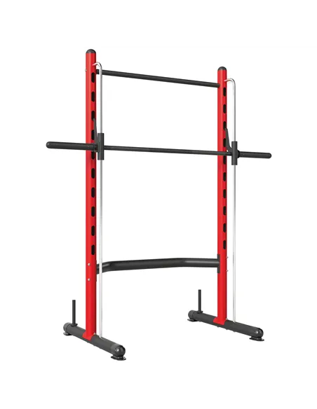 SPORTNOW Pull Up Station, Power Cage with Adjustable Seat, for Home Gym - Red