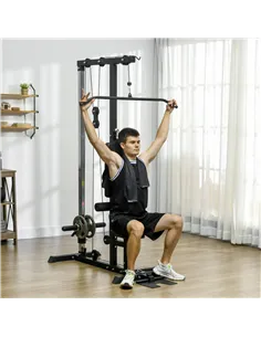 SPORTNOW Pull Up Station, Power Cage with Adjustable Seat, for Home Gym - Black 2