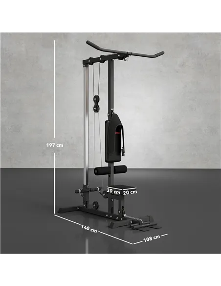 SPORTNOW Pull Up Station, Power Cage with Adjustable Seat, for Home Gym - Black