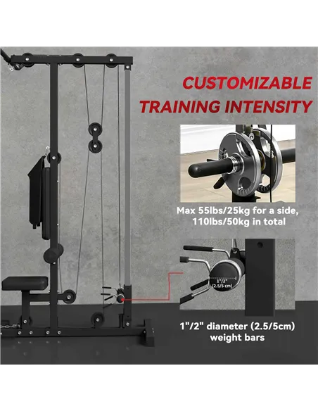 SPORTNOW Pull Up Station, Power Cage with Adjustable Seat, for Home Gym - Black