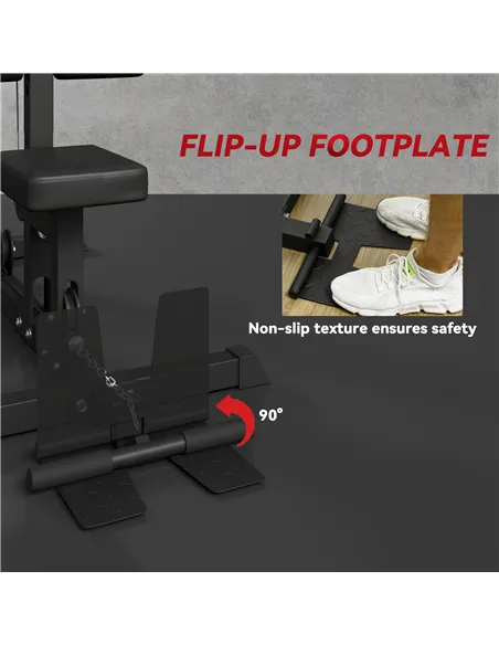 SPORTNOW Pull Up Station, Power Cage with Adjustable Seat, for Home Gym - Black