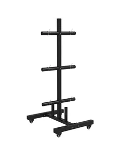 SPORTNOW Weight Rack for Olympic Weight Plate, 3 Tier Weight Tree for 2 inch Plates and Bars, Weight Organiser Stand with 4 Tran