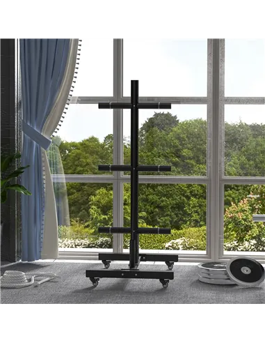 SPORTNOW Weight Rack for Olympic Weight Plate, 3 Tier Weight Tree for 2 inch Plates and Bars, Weight Organiser Stand with 4 Tran