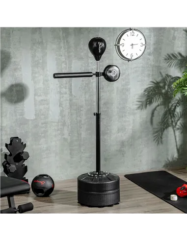 SPORTNOW Adjustable Speed Bag, Boxing Bag, with Stand, Reflex Bar, Punching Pad, Black