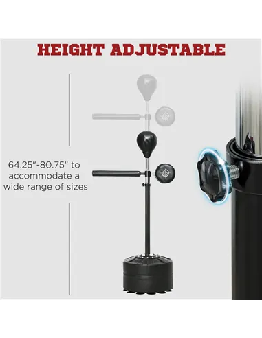 SPORTNOW Adjustable Speed Bag, Boxing Bag, with Stand, Reflex Bar, Punching Pad, Black