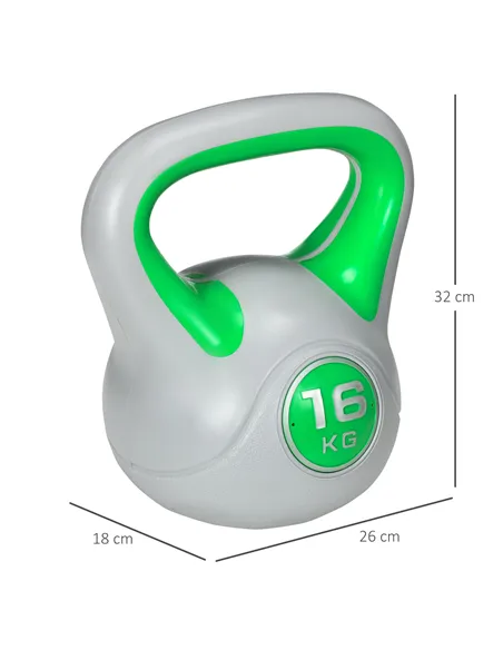 SPORTNOW Kettlebell, 16kg Kettle Bells with Handle for Home Gym Weight Lifting and Strength Training, Green and Grey
