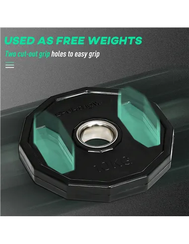 SPORTNOW Olympic Weight Plates Set, Metal and Rubber Bumper Plates Weights Discs with 2"/5cm Holes, for Home Gym Weight Lifting 