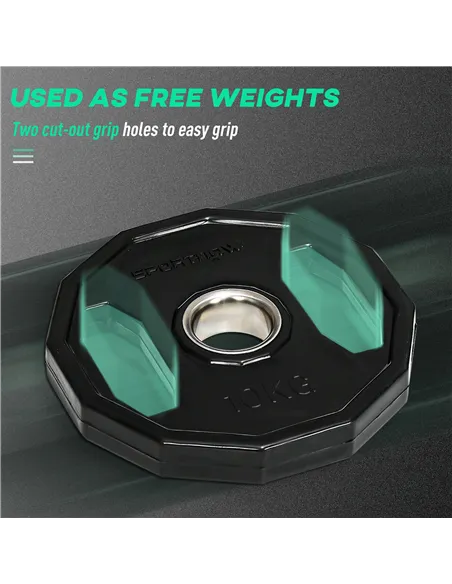 SPORTNOW Olympic Weight Plates Set, Metal and Rubber Bumper Plates Weights Discs with 2"/5cm Holes, for Home Gym Weight Lifting 