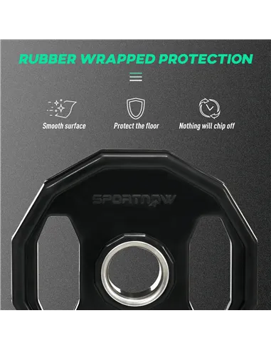 SPORTNOW Olympic Weight Plates Set, Metal and Rubber Bumper Plates Weights Discs with 2"/5cm Holes, for Home Gym Weight Lifting 