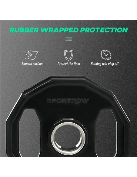 SPORTNOW Olympic Weight Plates Set, Metal and Rubber Bumper Plates Weights Discs with 2"/5cm Holes, for Home Gym Weight Lifting 