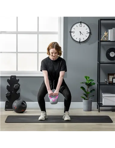 SPORTNOW Kettlebell, 2kg Kettle Bells with Handle for Home Gym Weight Lifting and Strength Training, Pink and Grey