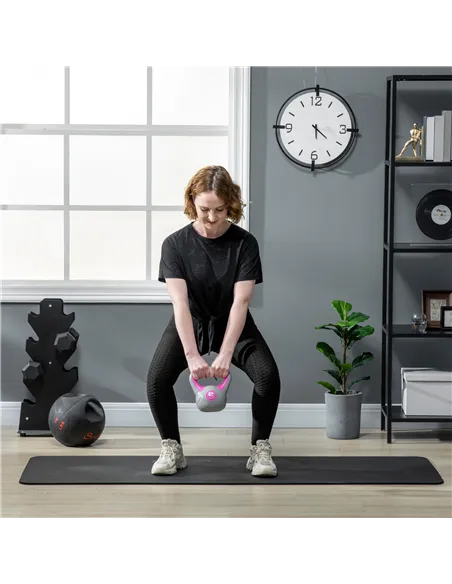 SPORTNOW Kettlebell, 2kg Kettle Bells with Handle for Home Gym Weight Lifting and Strength Training, Pink and Grey