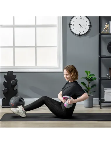 SPORTNOW Kettlebell, 2kg Kettle Bells with Handle for Home Gym Weight Lifting and Strength Training, Pink and Grey