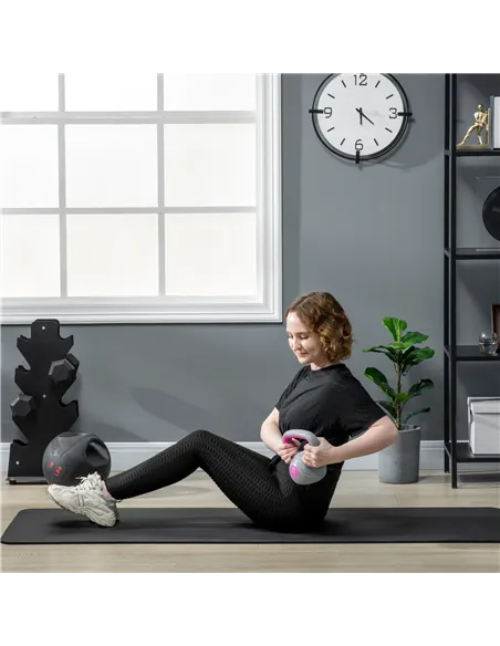 SPORTNOW Kettlebell, 2kg Kettle Bells with Handle for Home Gym Weight Lifting and Strength Training, Pink and Grey