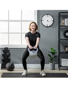 SPORTNOW Kettlebell, 12kg Kettle Bells with Handle for Home Gym Weight Lifting and Strength Training, Dark Blue and Grey 2