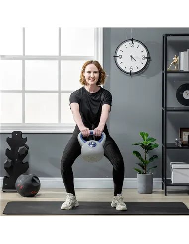 SPORTNOW Kettlebell, 12kg Kettle Bells with Handle for Home Gym Weight Lifting and Strength Training, Dark Blue and Grey