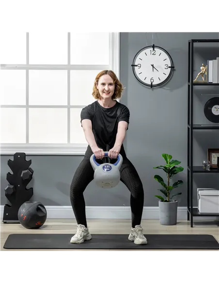 SPORTNOW Kettlebell, 12kg Kettle Bells with Handle for Home Gym Weight Lifting and Strength Training, Dark Blue and Grey