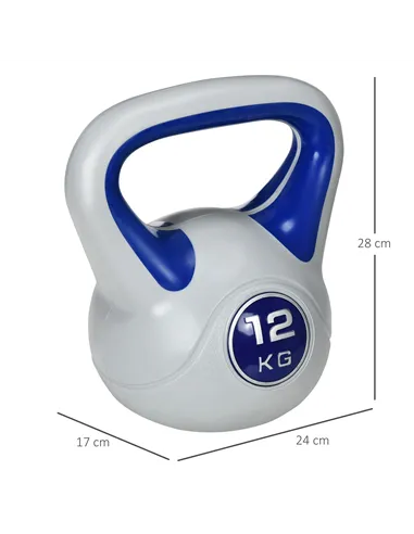 SPORTNOW Kettlebell, 12kg Kettle Bells with Handle for Home Gym Weight Lifting and Strength Training, Dark Blue and Grey