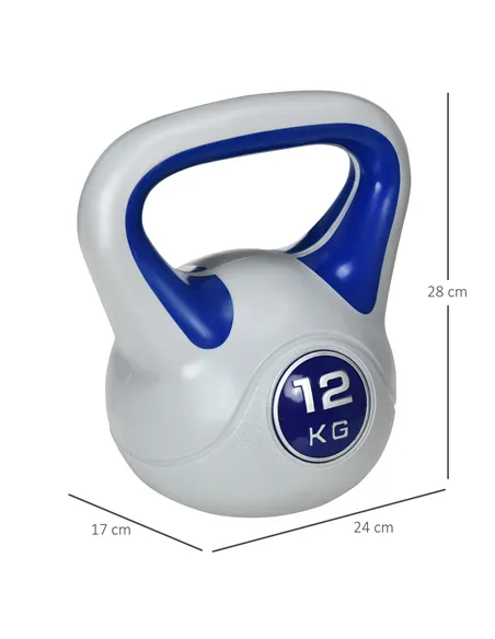 SPORTNOW Kettlebell, 12kg Kettle Bells with Handle for Home Gym Weight Lifting and Strength Training, Dark Blue and Grey