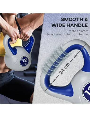 SPORTNOW Kettlebell, 12kg Kettle Bells with Handle for Home Gym Weight Lifting and Strength Training, Dark Blue and Grey