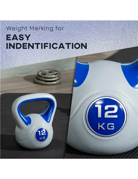 SPORTNOW Kettlebell, 12kg Kettle Bells with Handle for Home Gym Weight Lifting and Strength Training, Dark Blue and Grey