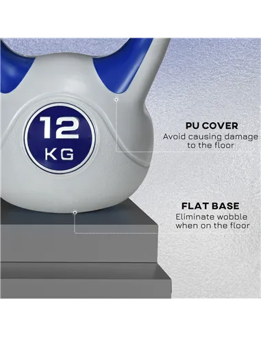 SPORTNOW Kettlebell, 12kg Kettle Bells with Handle for Home Gym Weight Lifting and Strength Training, Dark Blue and Grey