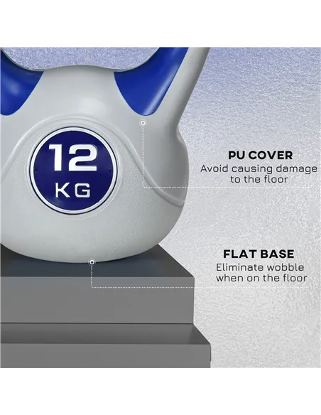 SPORTNOW Kettlebell, 12kg Kettle Bells with Handle for Home Gym Weight Lifting and Strength Training, Dark Blue and Grey