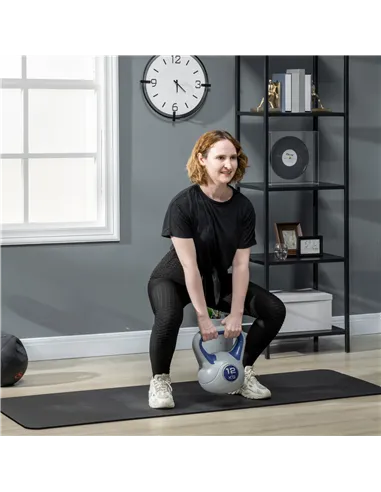 SPORTNOW Kettlebell, 12kg Kettle Bells with Handle for Home Gym Weight Lifting and Strength Training, Dark Blue and Grey