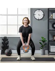 SPORTNOW Kettlebell, 8kg Kettle Bells with Handle for Home Gym Weight Lifting and Strength Training, Orange and Grey 2