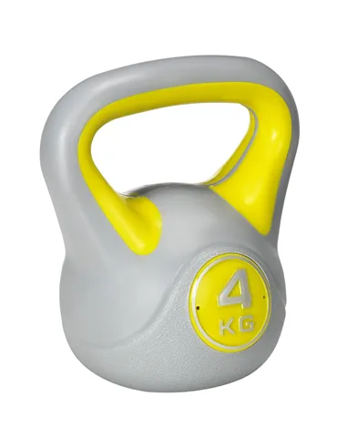 SPORTNOW Kettlebell, 4kg Kettle Bells with Handle for Home Gym Weight Lifting and Strength Training, Yellow and Grey