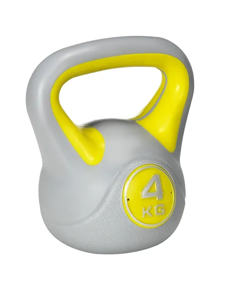 SPORTNOW Kettlebell, 4kg Kettle Bells with Handle for Home Gym Weight Lifting and Strength Training, Yellow and Grey