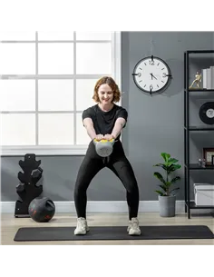 SPORTNOW Kettlebell, 4kg Kettle Bells with Handle for Home Gym Weight Lifting and Strength Training, Yellow and Grey 2