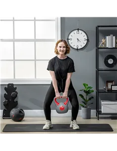 SPORTNOW Kettlebell, 14kg Kettle Bells with Handle for Home Gym Weight Lifting and Strength Training, Red and Grey 2