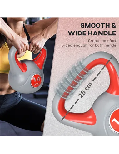 SPORTNOW Kettlebell, 14kg Kettle Bells with Handle for Home Gym Weight Lifting and Strength Training, Red and Grey